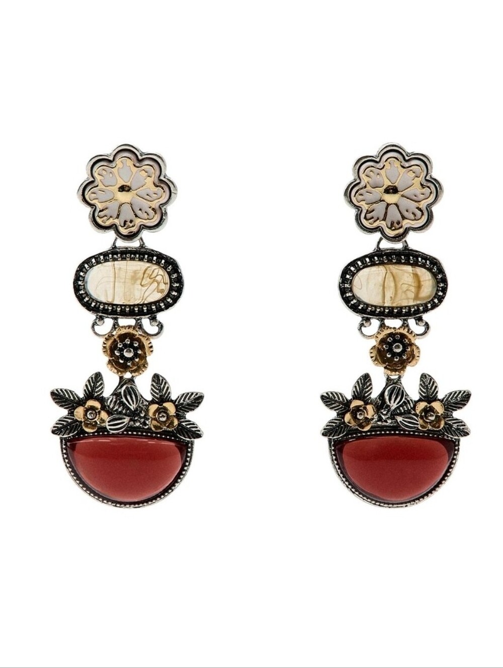 ZARA Floral Resin Piece Earrings
